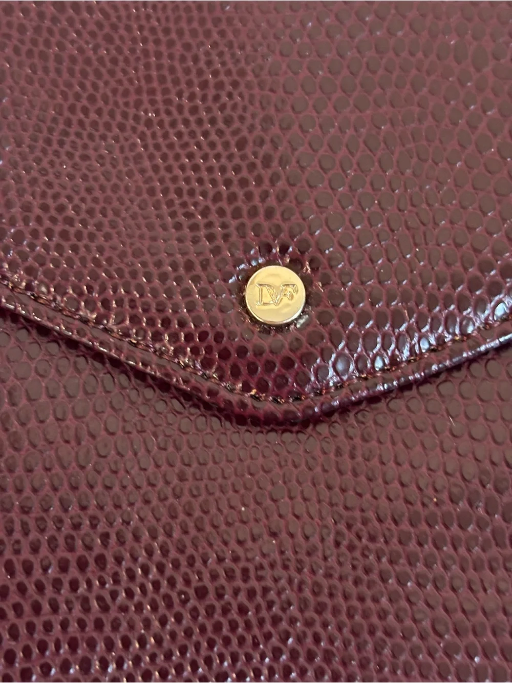 Diane Von Furstenberg Embossed Lizard Envelope Clutch Wallet